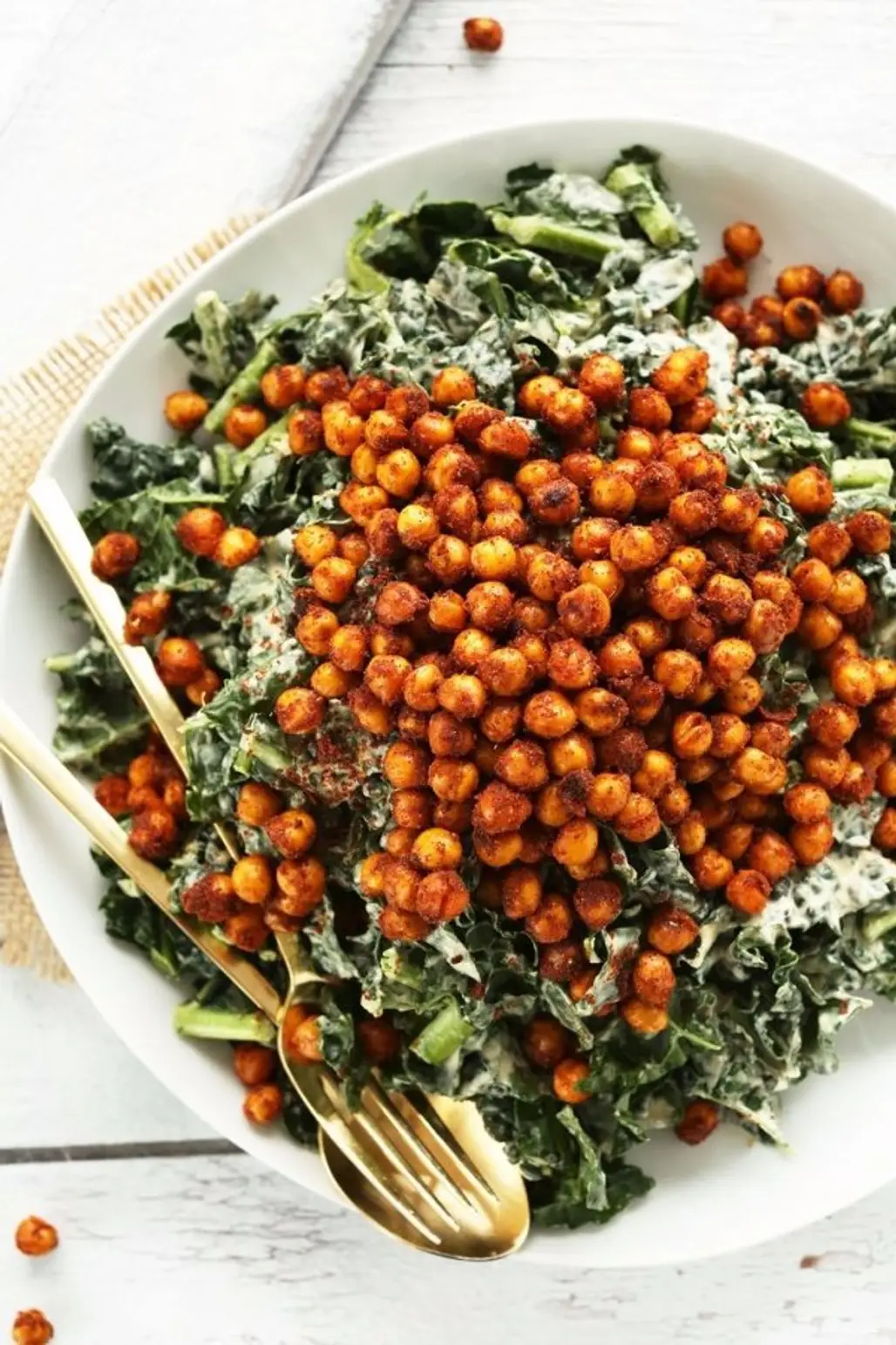 AMAZING Garlicky Kale Salad with Tandoori Spiced Chickpeas