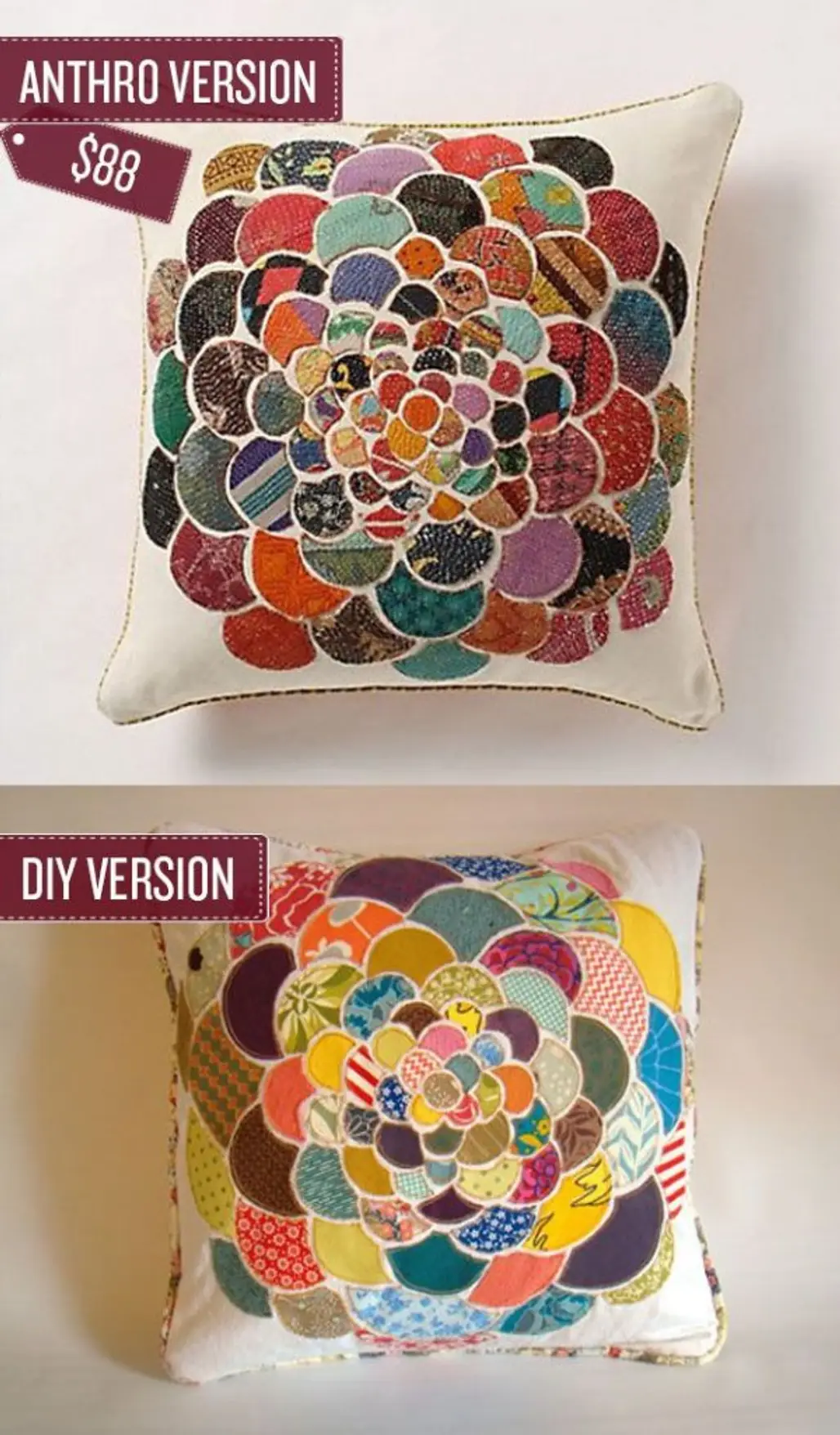 Collaged Fabric Throw Pillow