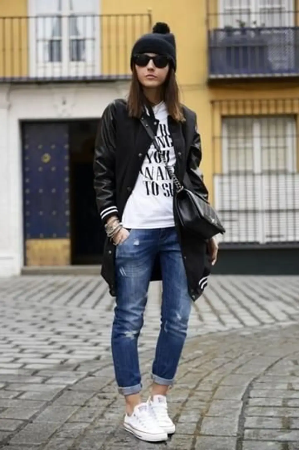 Graphic Tees, Leather, and White Sneakers Will Always Go Together, Period
