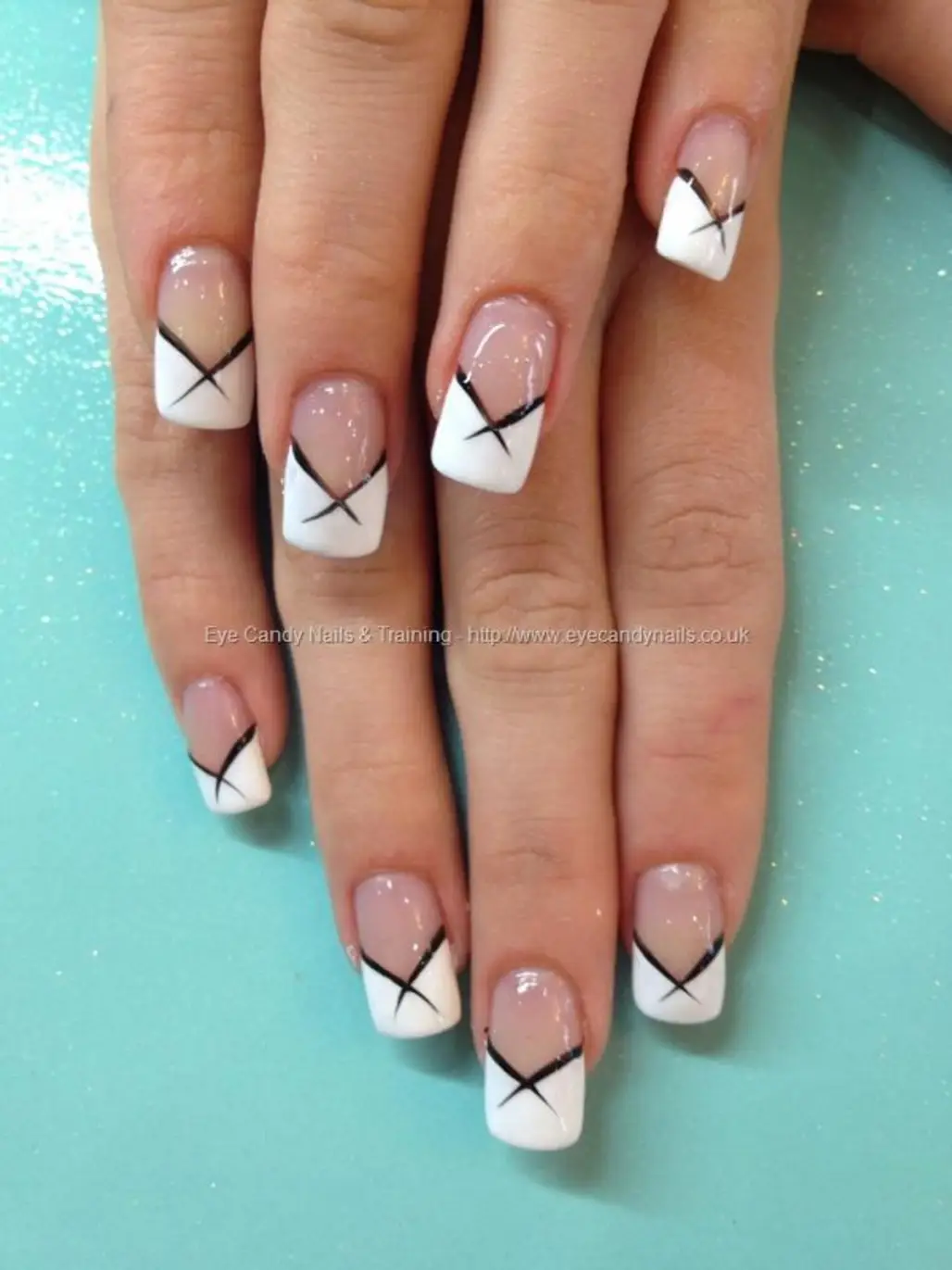 White French Tips with Black Flick