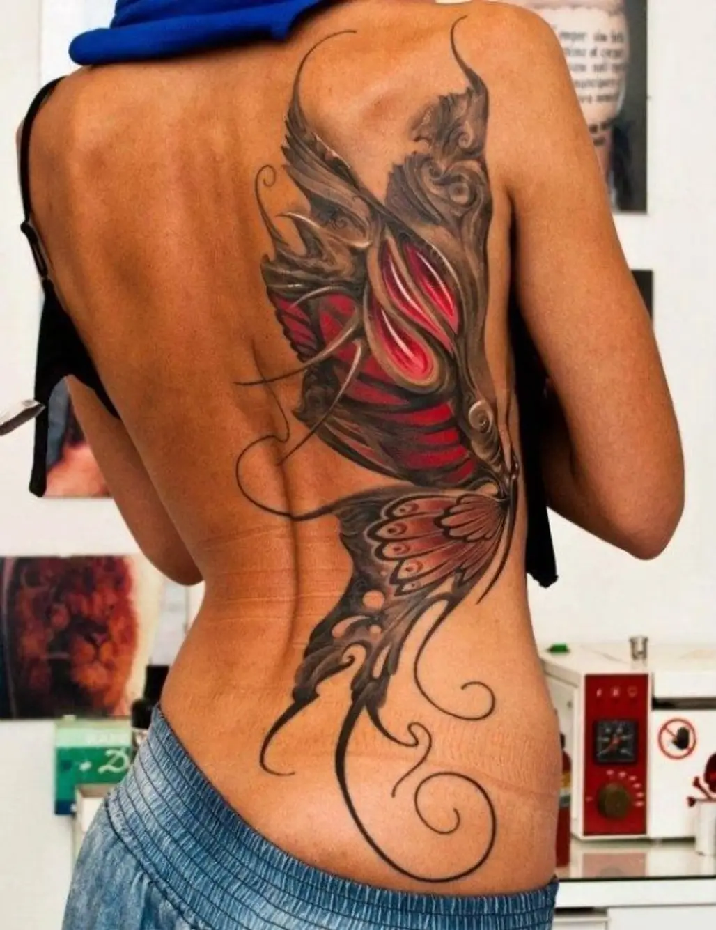 Beautiful Butterfly Back Tattoo