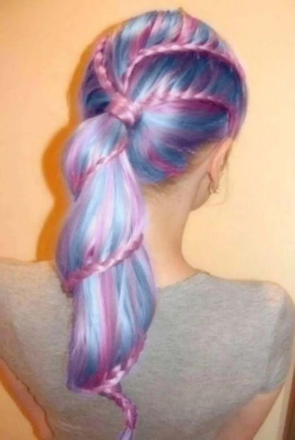 hair,hairstyle,purple,hair coloring,braid,