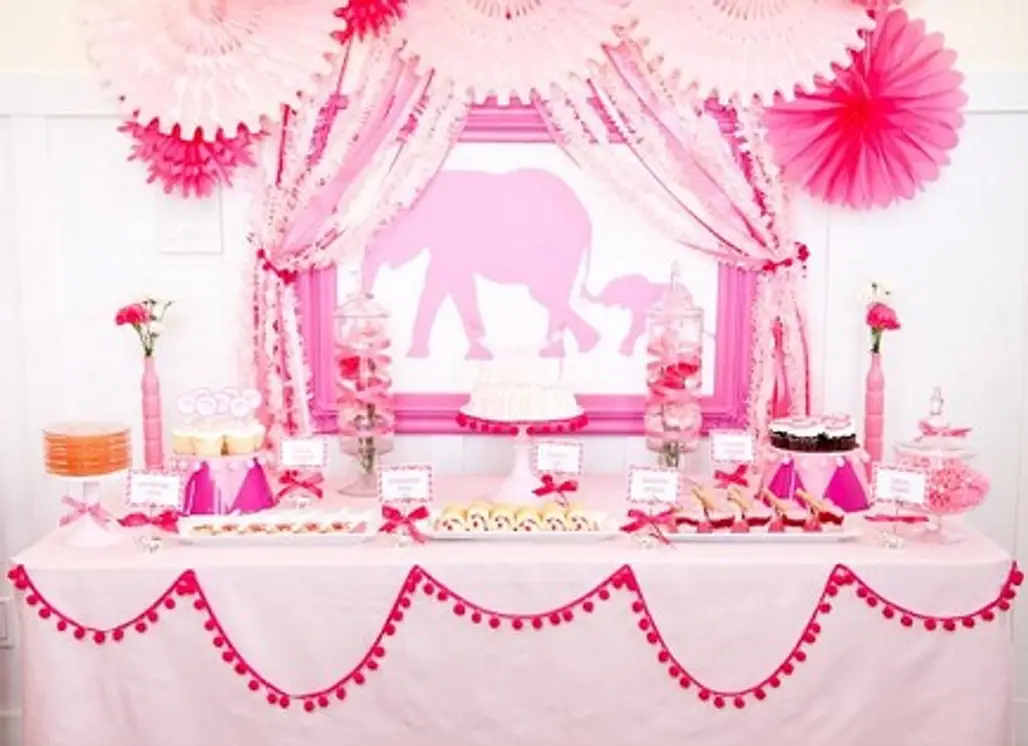 Pink Elephants Baby Shower Theme...