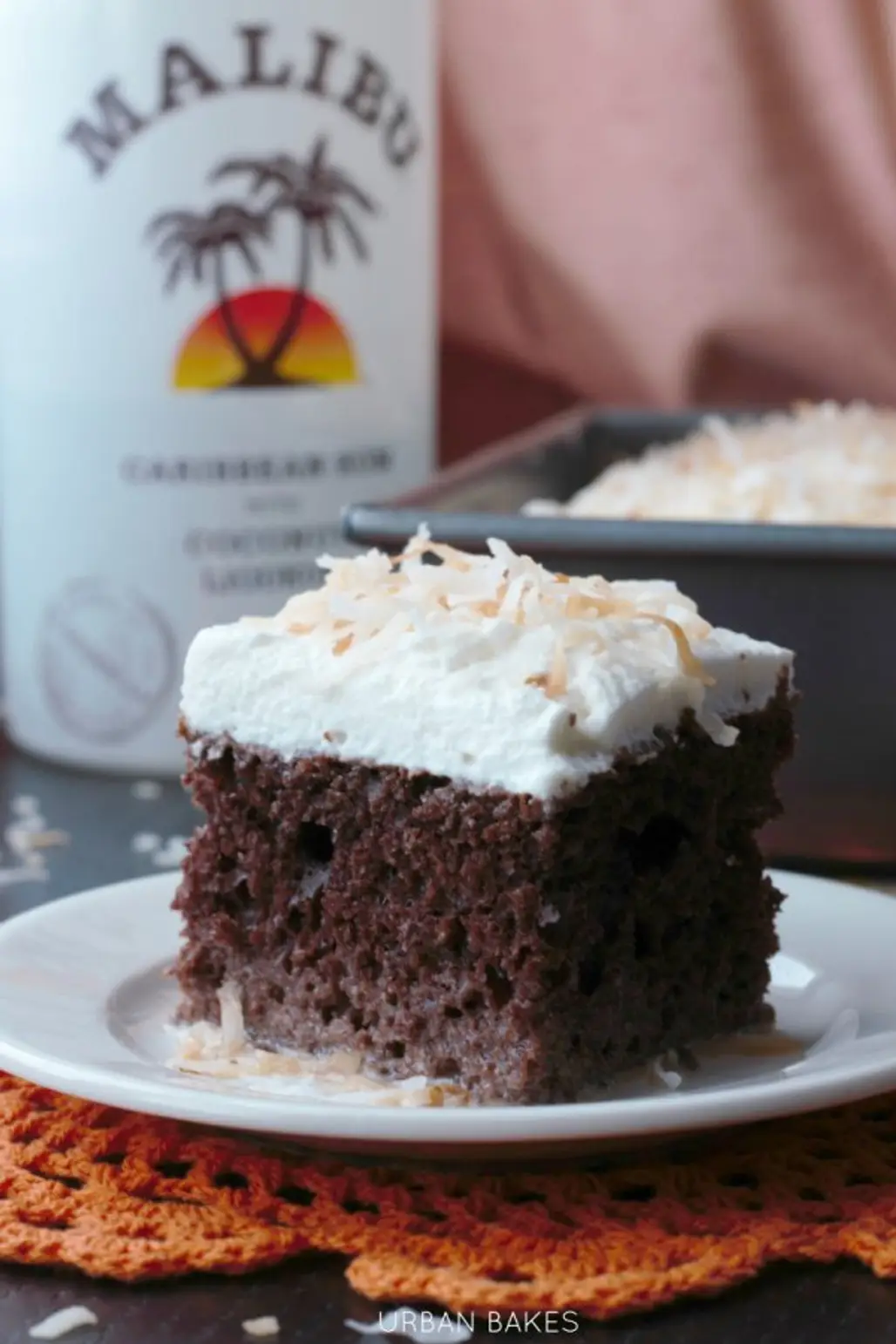 Chocolate Coconut Malibu Rum Cake