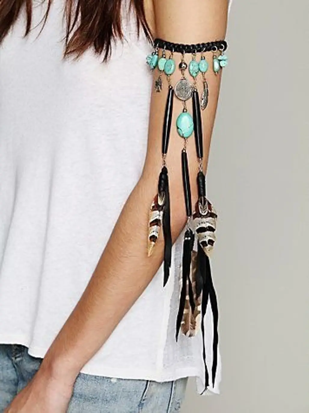 Braided Leather Wrap with Turquoise around Your Arm