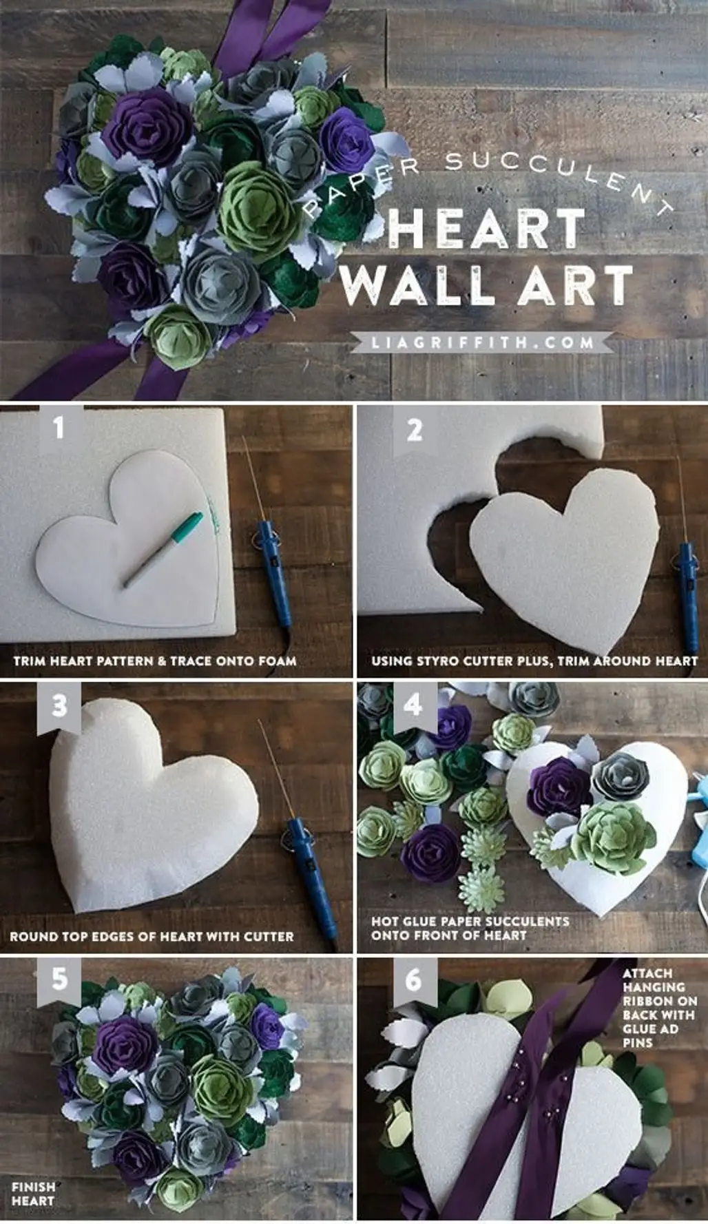 Paper Succulent Heart Wall Art