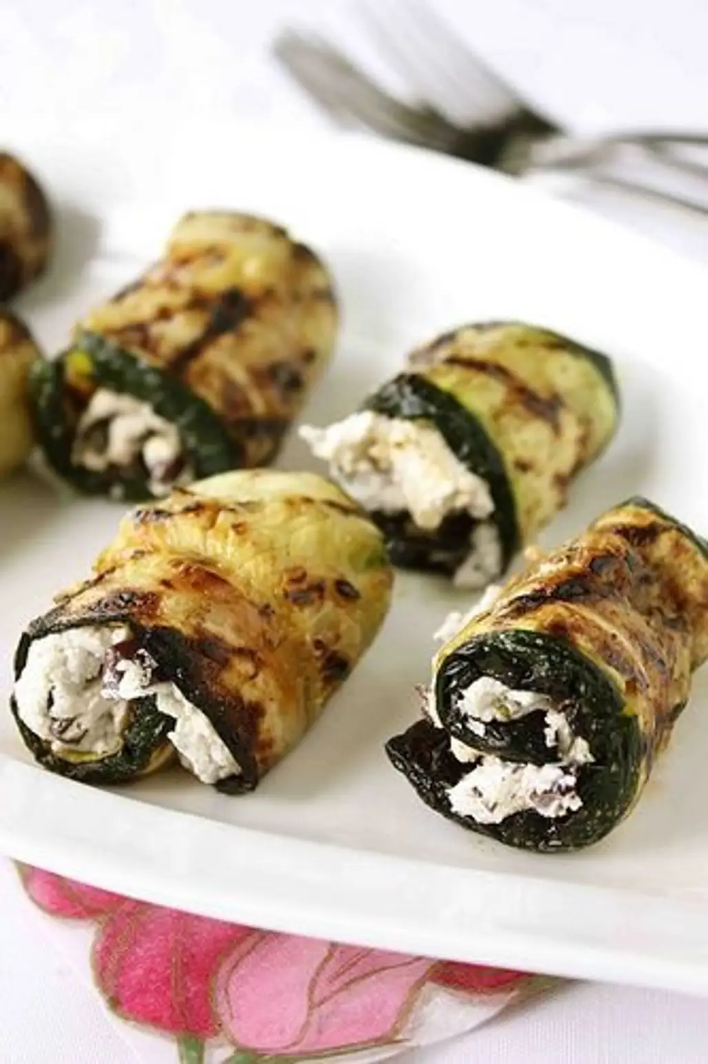 Grilled Zucchini Roll with Herbed Goat Cheese and Kalamata Olives