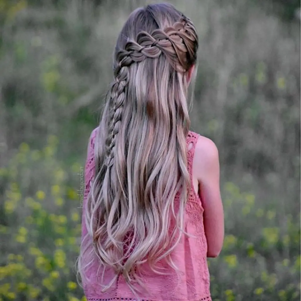 hair, clothing, pink, hairstyle, long hair,