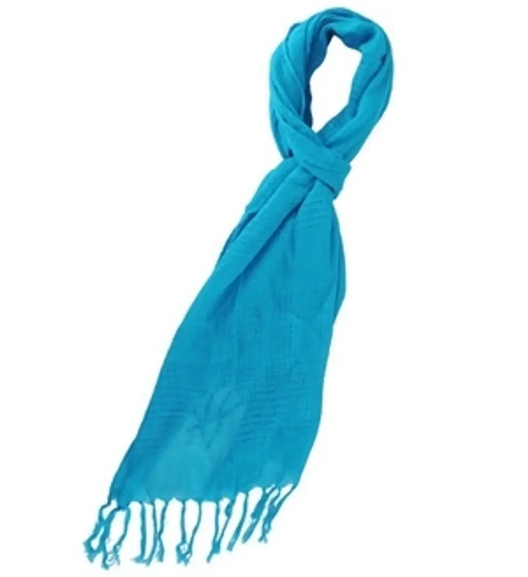 Woven Fringe Scarf in Teal