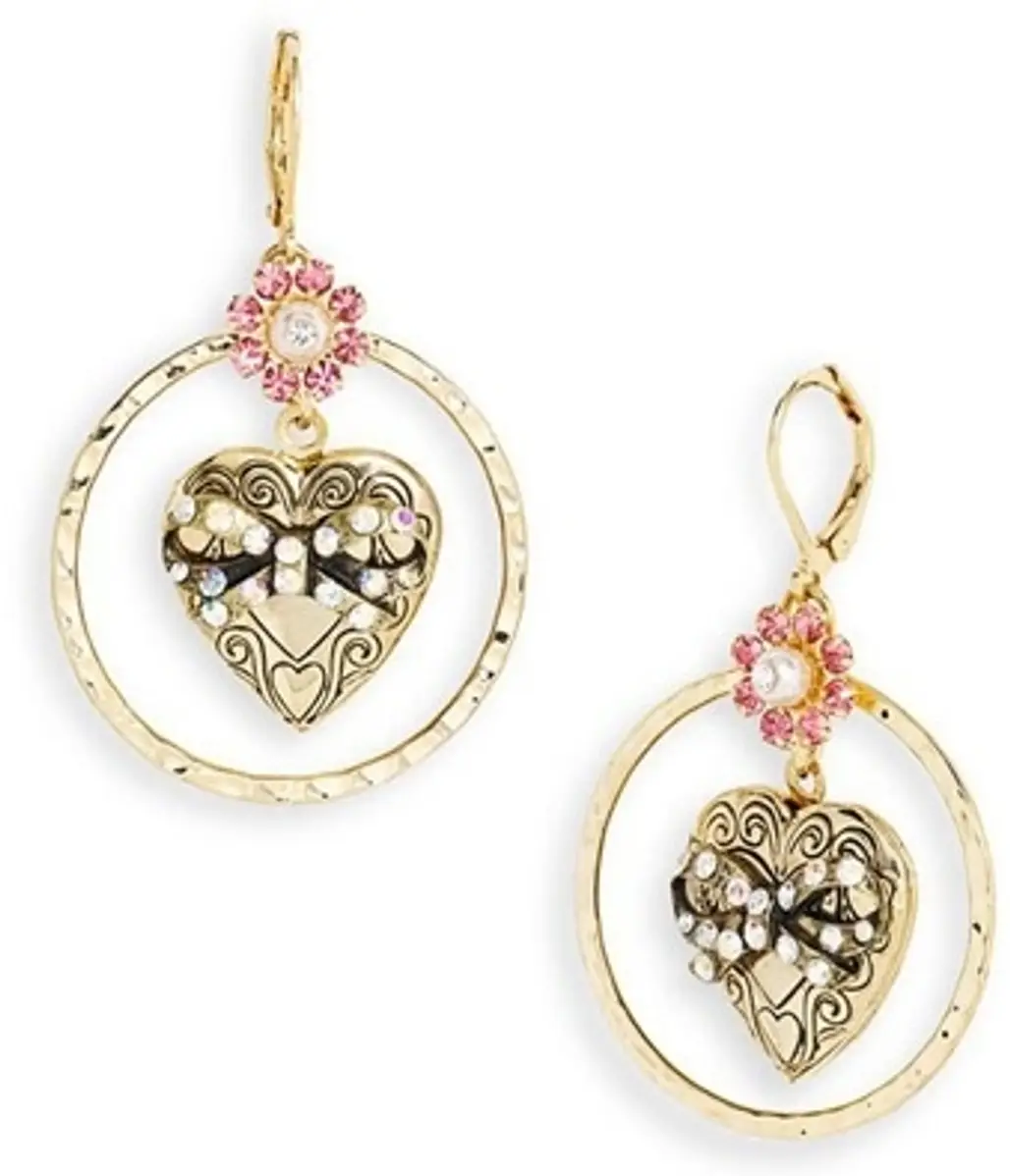 Vintage Betsey Heart Locket Earrings