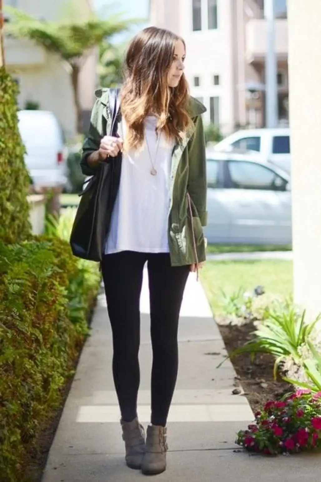 Leggings and a Military Jacket