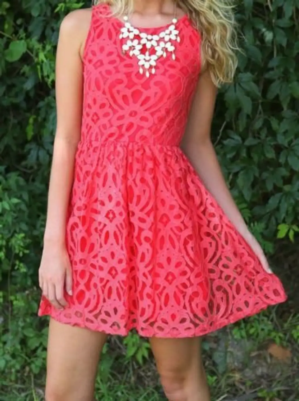 Coral Red Lace