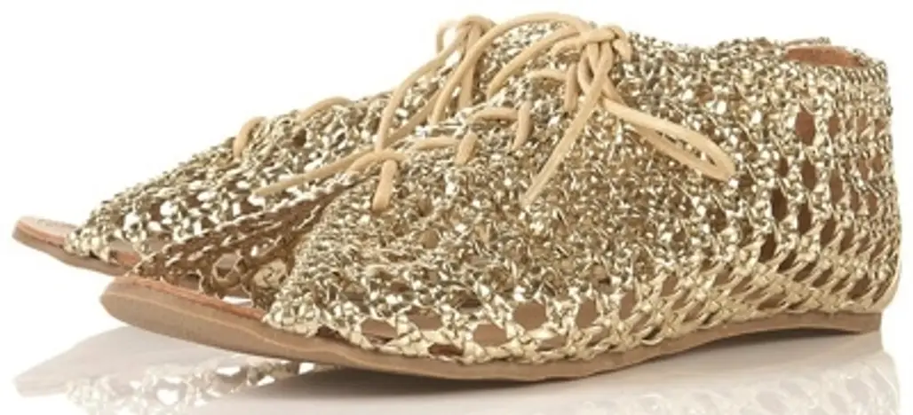 Topshop Valda Metallic Gold Woven Sandals