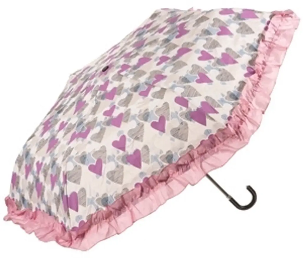 Pale Pink Heart Print Umbrella