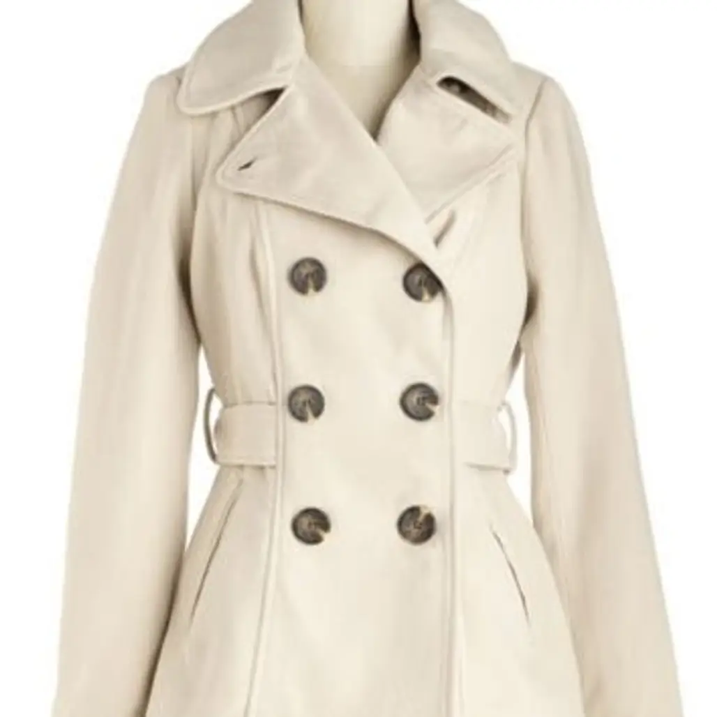 ModCloth Mid-length Long Sleeve Double Breasted Farm Here to Eternity Coat in Sand