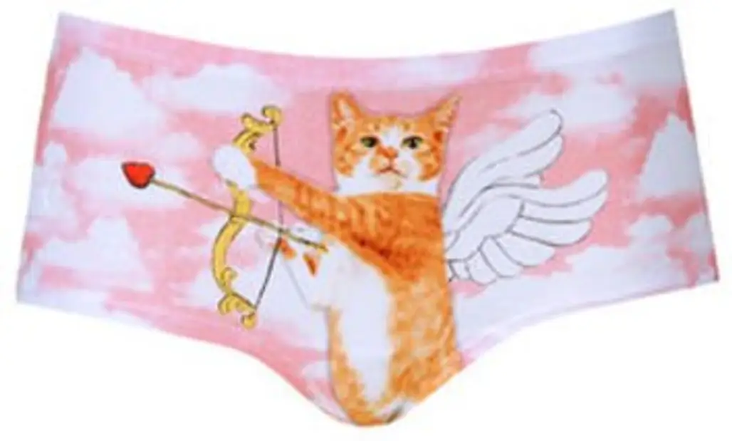 Cat Cupid Print Low Rise Boy Pants - Pink
