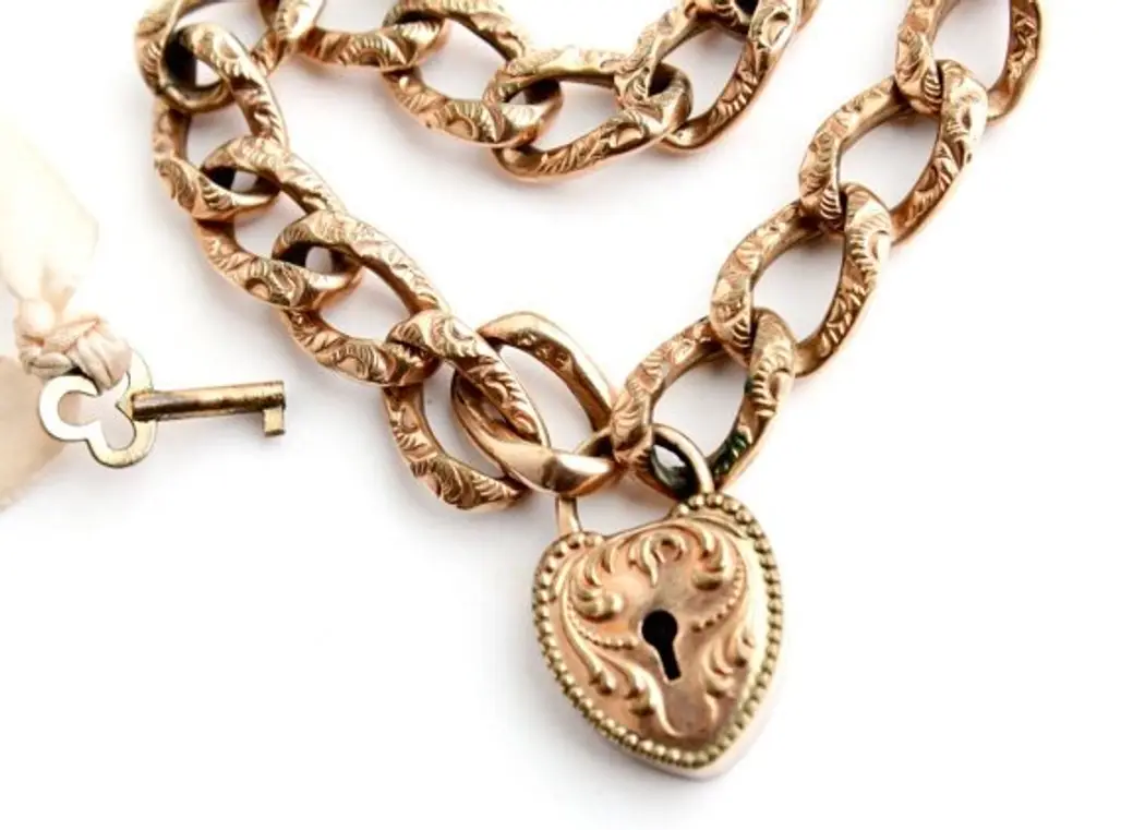 Antique Victorian Gold Filled Heart Lock Bracelet