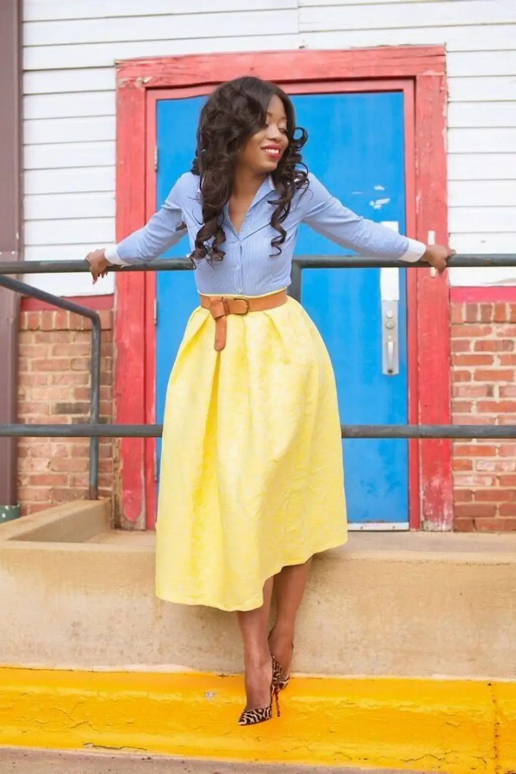 Get Office Ready by Tucking a Sharp Blouse into a Full Skater Skirt