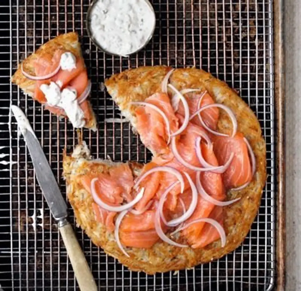 Potato Galette, Topped with Lox and Crème Fraîche