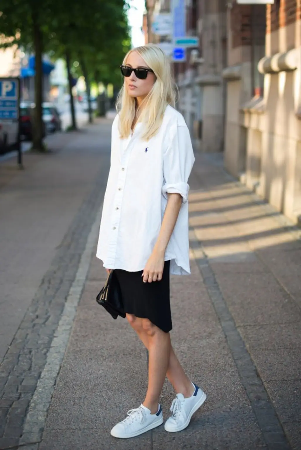 Ready for the Weekend: Oversized Shirt and Black Skirt