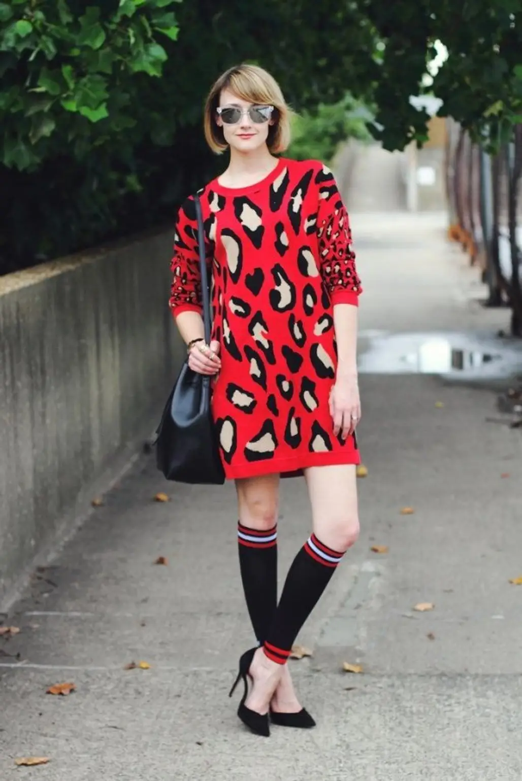 With a Printed Sweater Dress