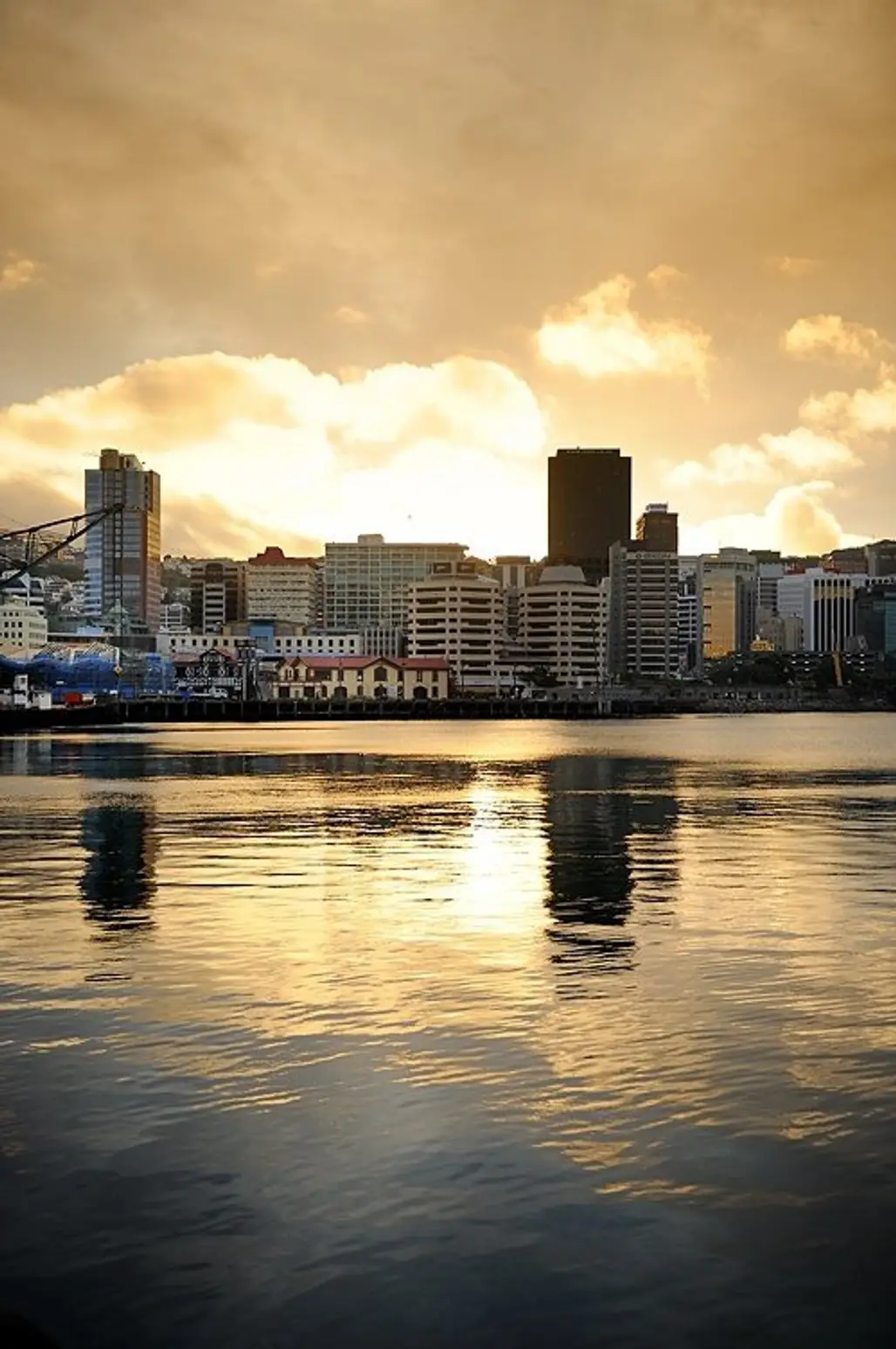 Wellington Harbour,sky,reflection,skyline,city,