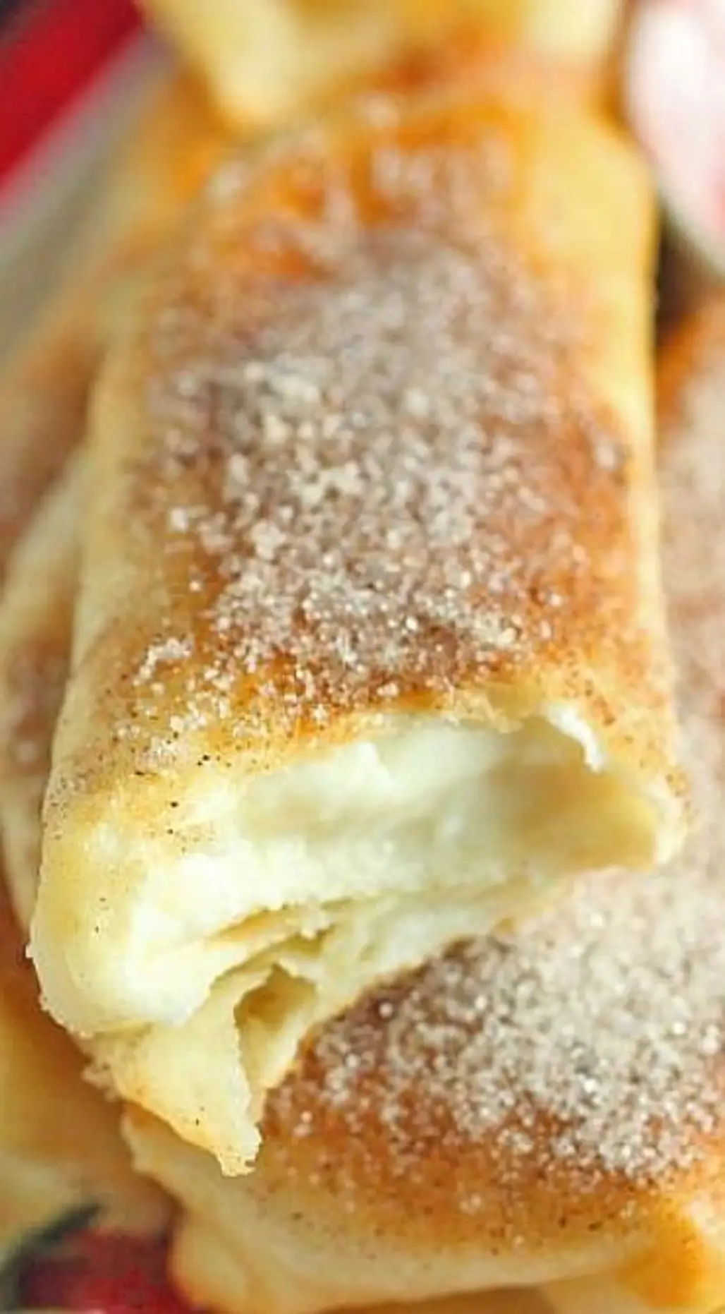 Fried Cheesecake Roll Ups with Strawberry Sauce