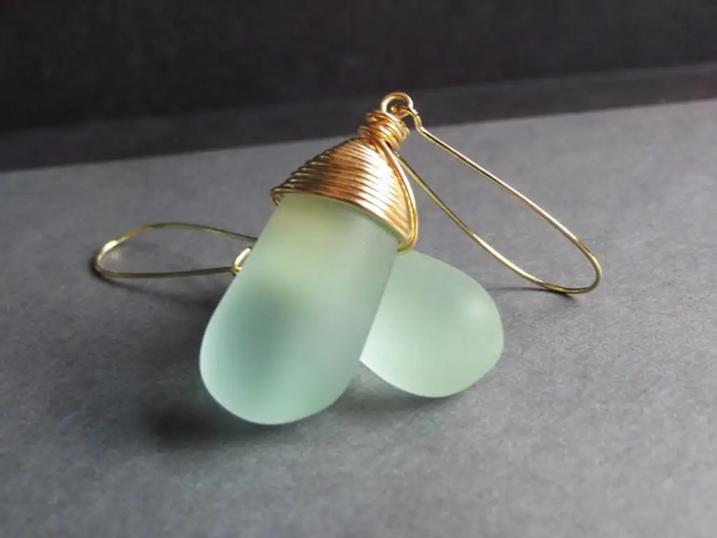 Aqua Sea Glass Earrings