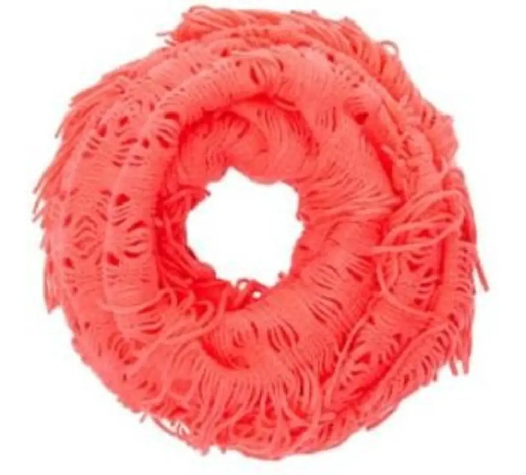 Fringed Open Knit Infinity Scarf