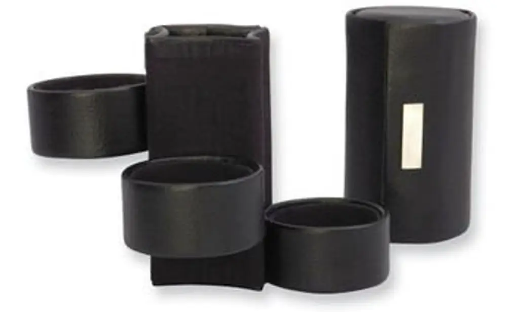Black Three Level Leather Jewelry Roll