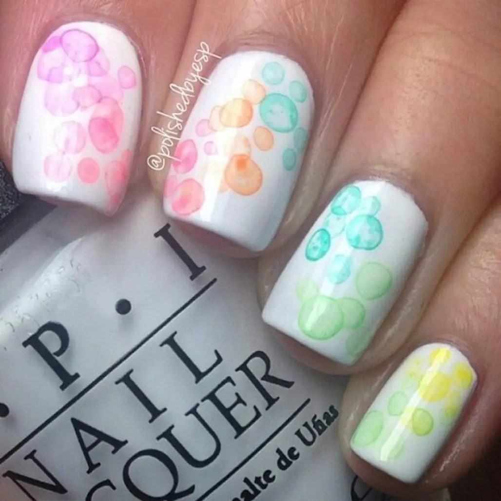 Cute Rainbow Bubble Nails