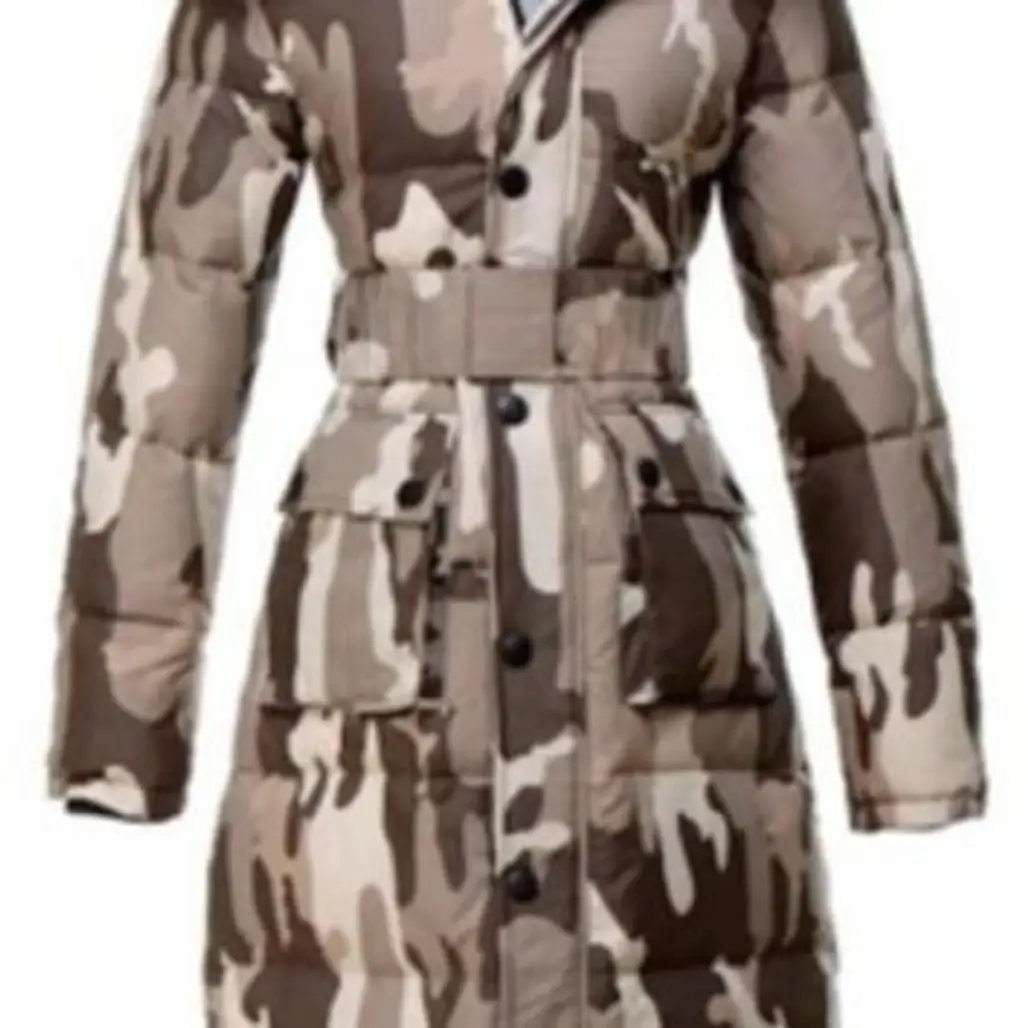 Long Hooded Puffer Coat - Camouflage