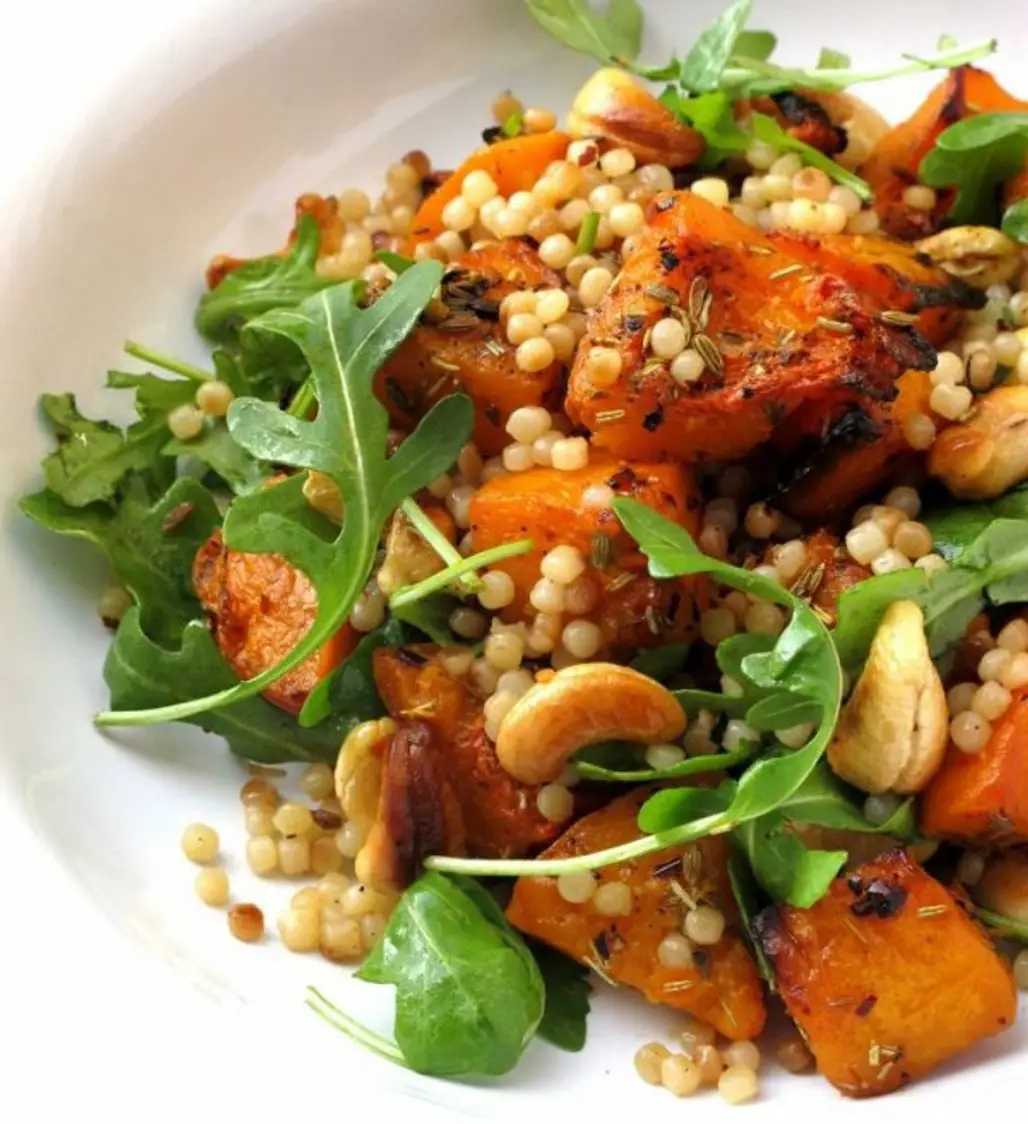 WARM COUSCOUS and ROASTED BUTTERNUT SQUASH with FENNEL, ROSEMARY and CHILLI