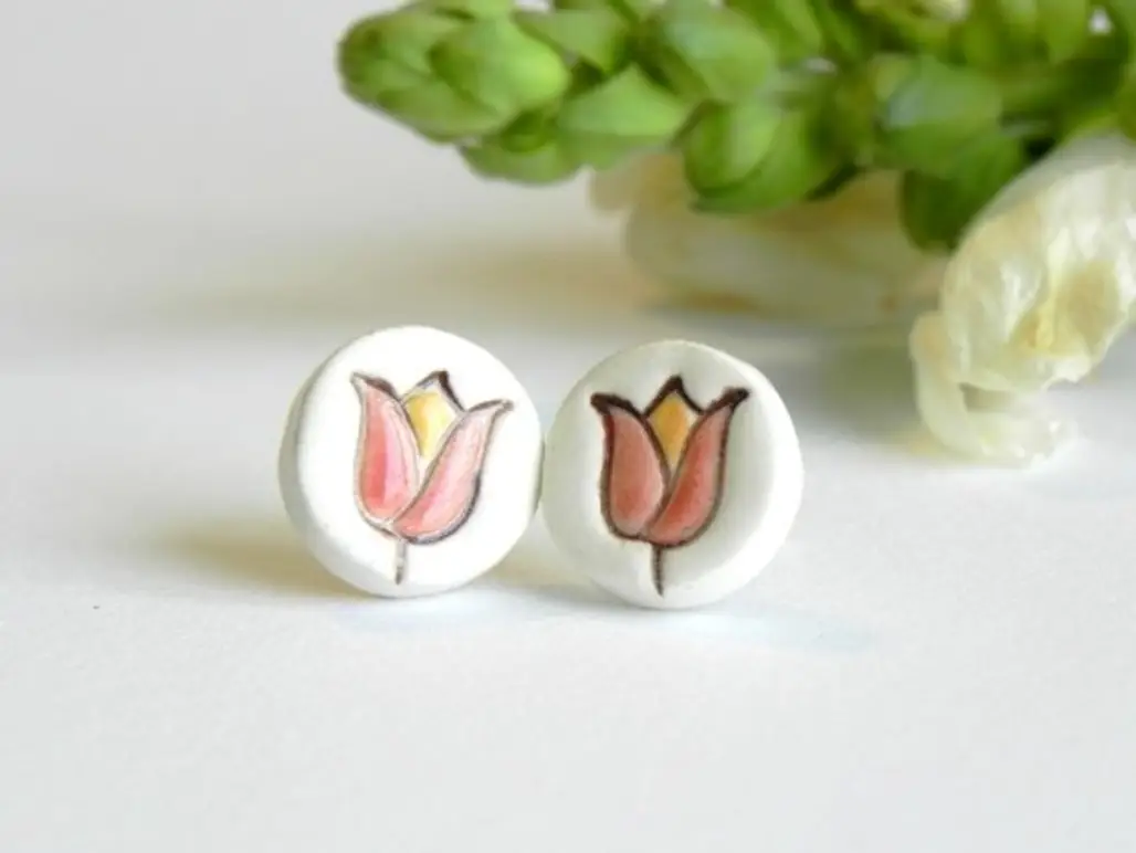 Ceramic Tulip Earrings