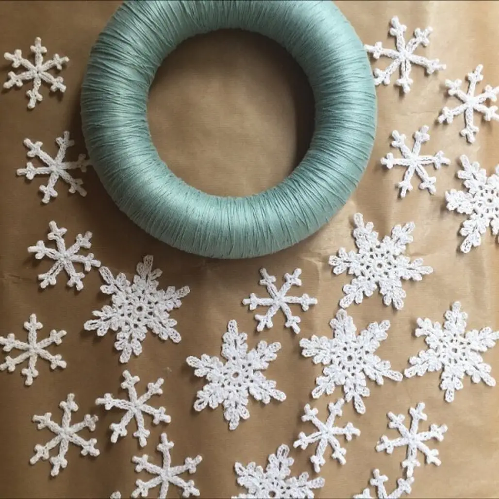 Snowflake, Christmas ornament, Textile, Christmas decoration, Interior design,