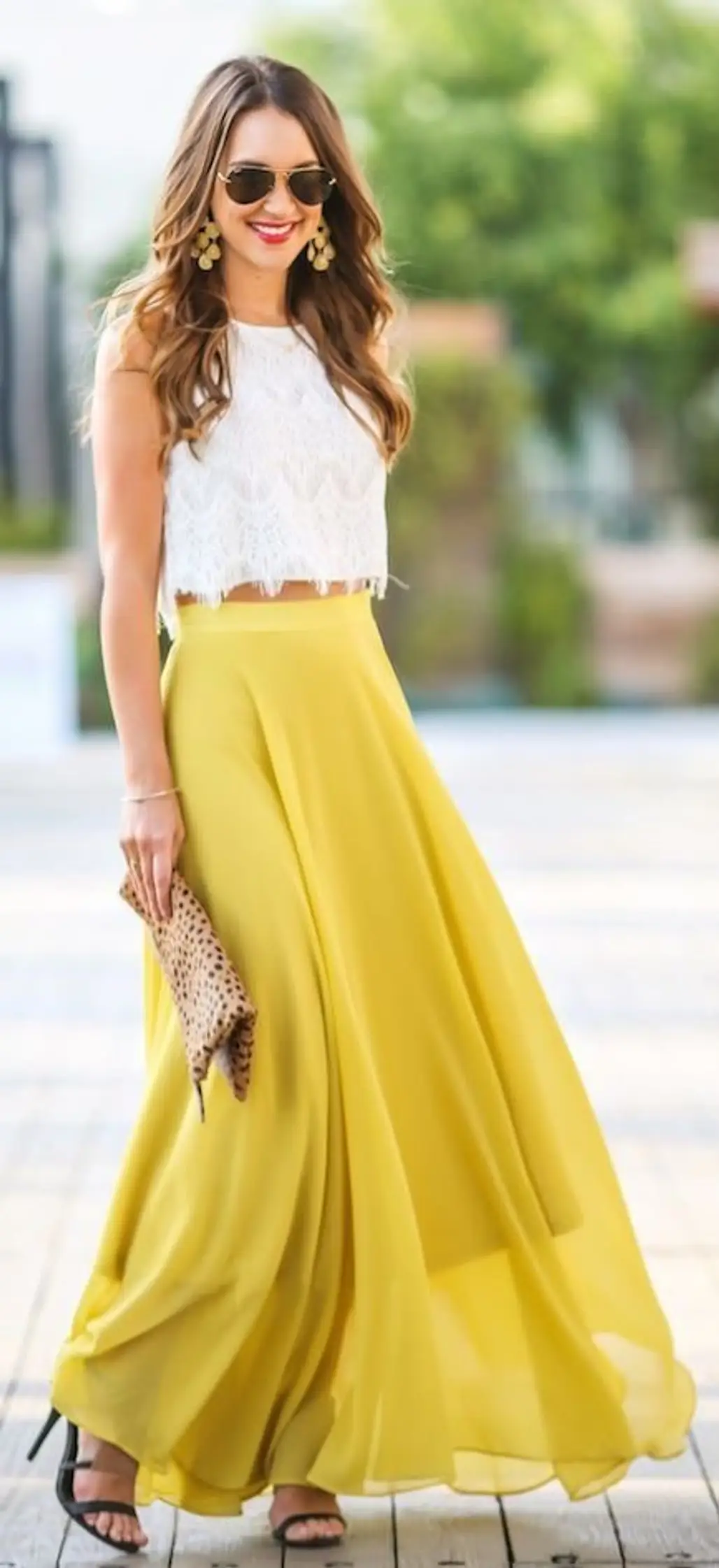 Maxi Skirt with a Lace Shirt