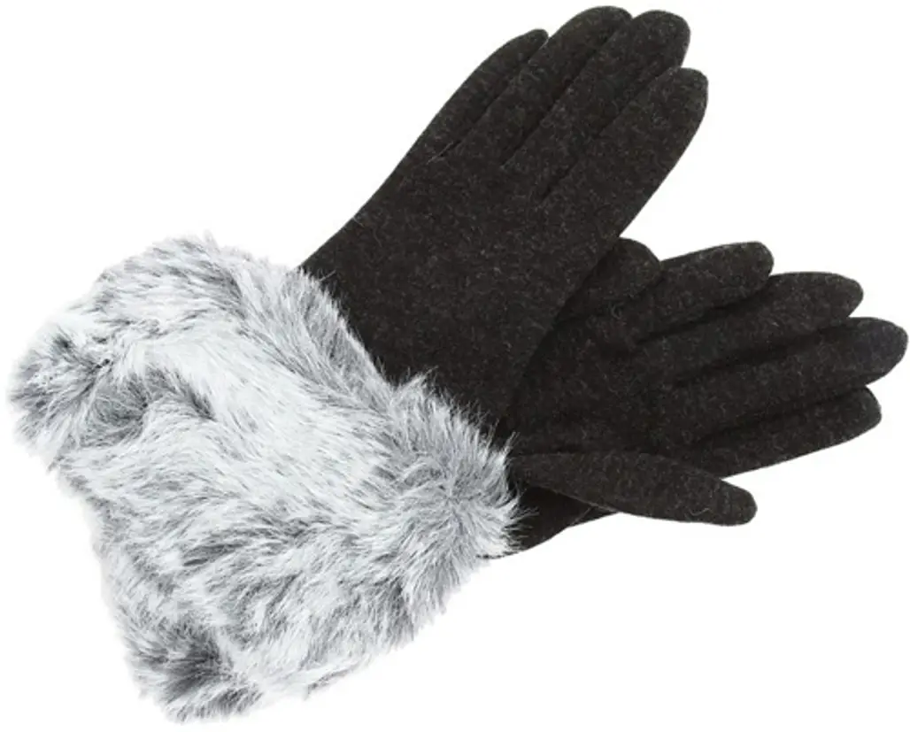 Echo Design Jersey Faux Fur Cuff Gloves