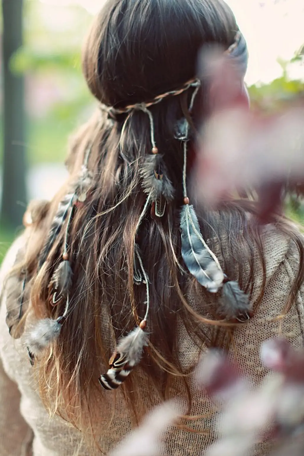 Wear This CUSTOM Native Headband with Feathers Paired with Shorts and a Tee