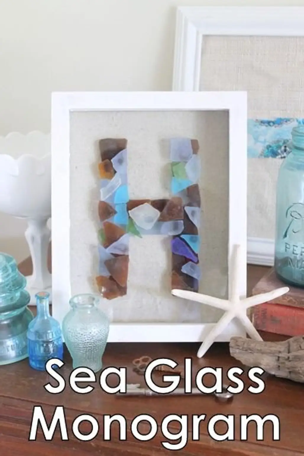 Make This Monogram Art with Your Favorite Sea Glass Pieces