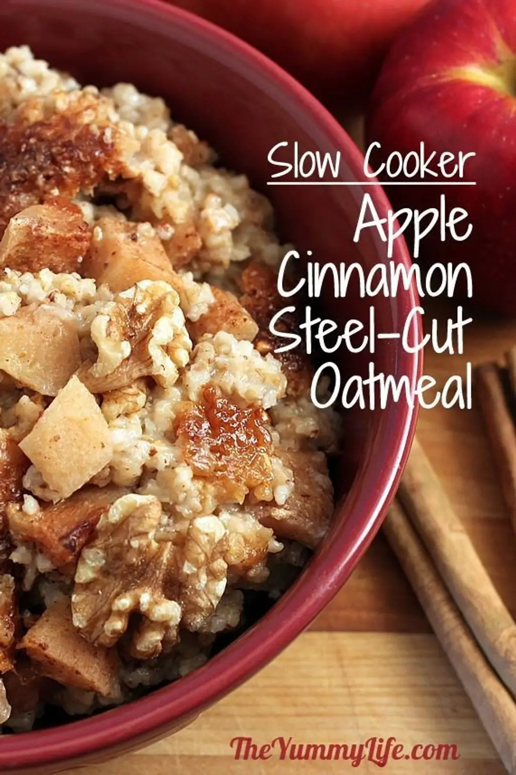 Overnight, Slow Cooker, Apple Cinnamon Steel-Cut Oatmeal
