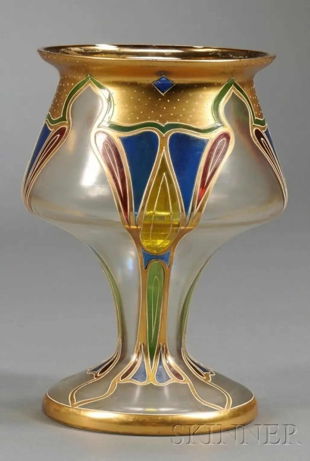 Art Nouveau Enameled Art Glass Vase