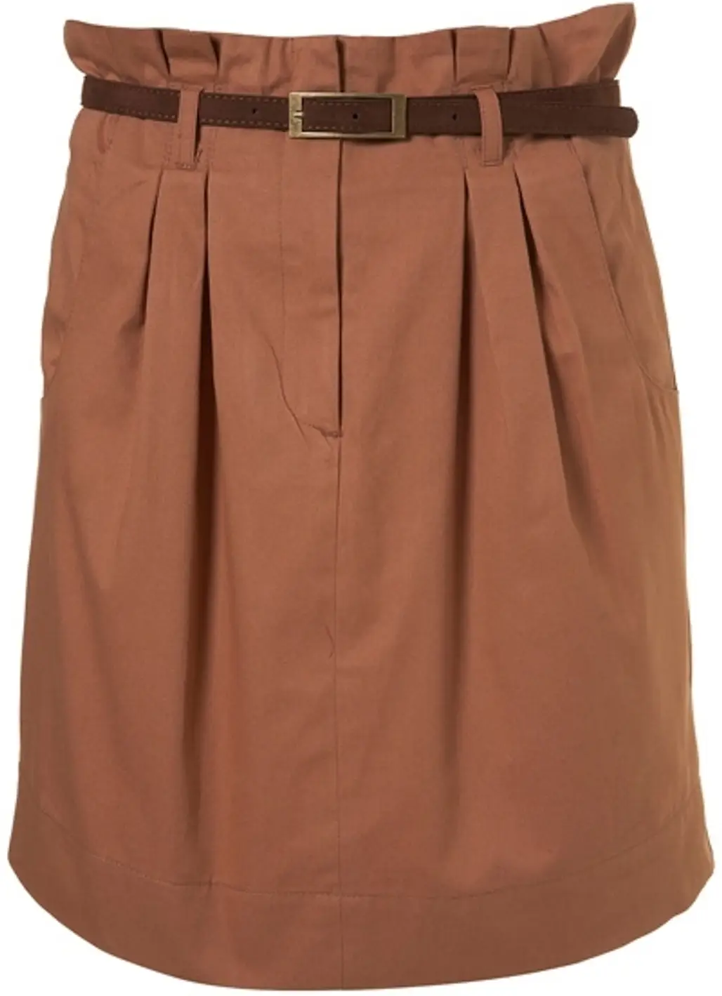 Topshop Tall Rust Belted Paperbag Waist Skirt