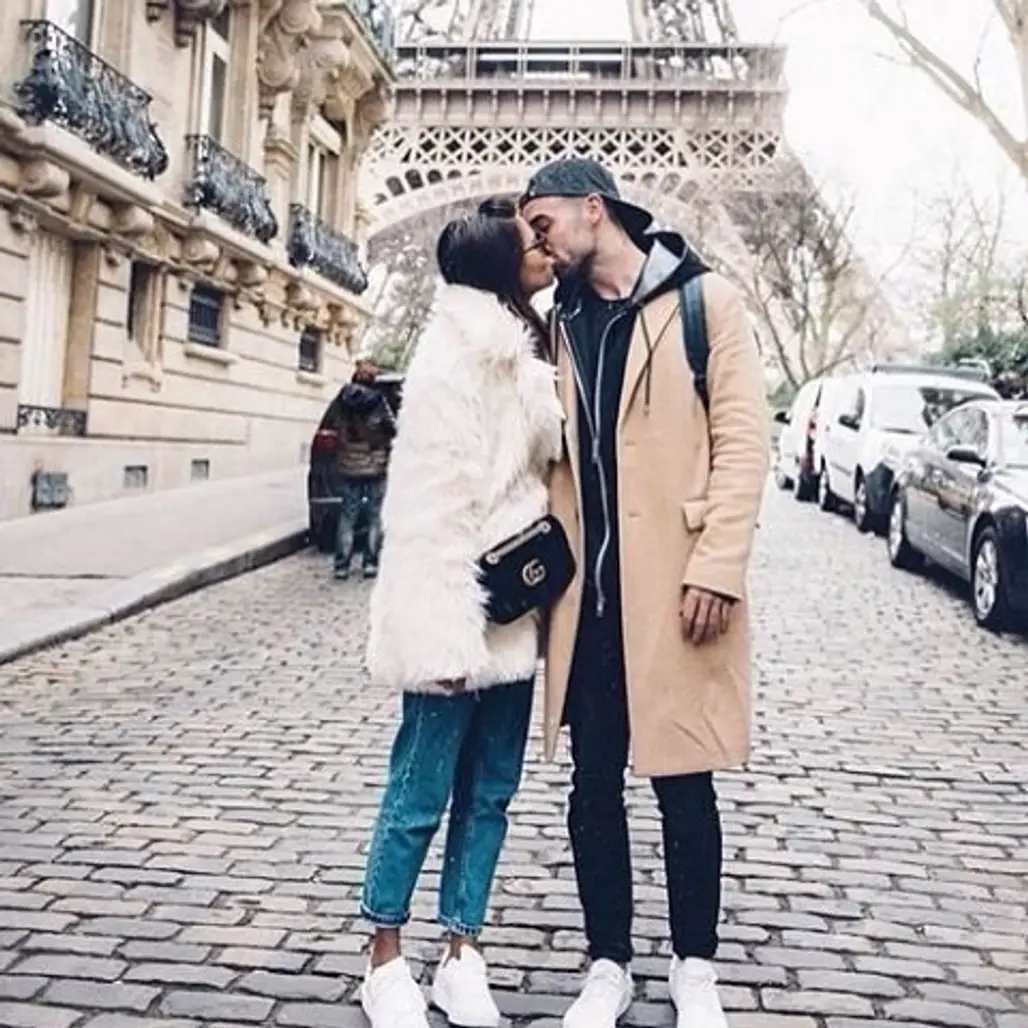 Eiffel Tower, clothing, road, footwear, winter,