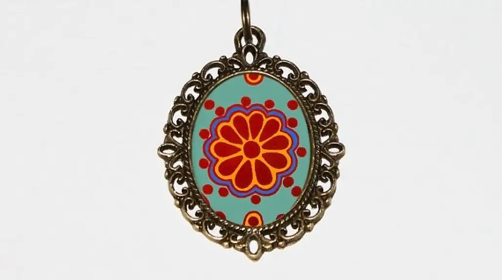 Mandala Necklace Oval Pendant