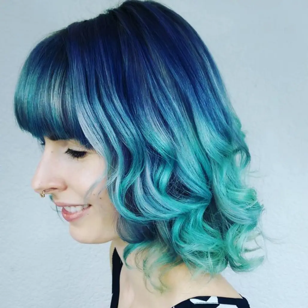 Her Blue to Mint Ombre Hair