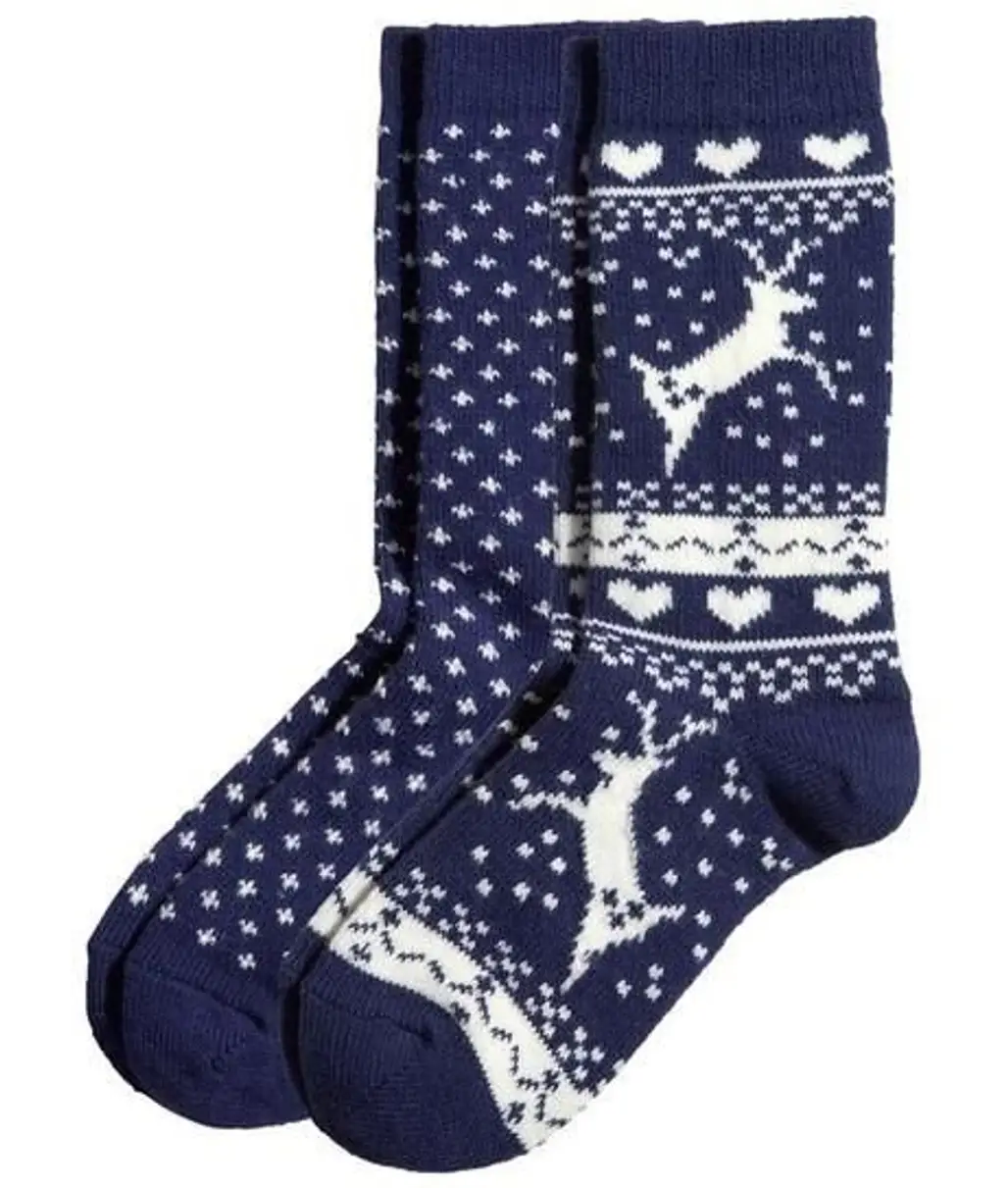 Blue Knitted with Reindeer