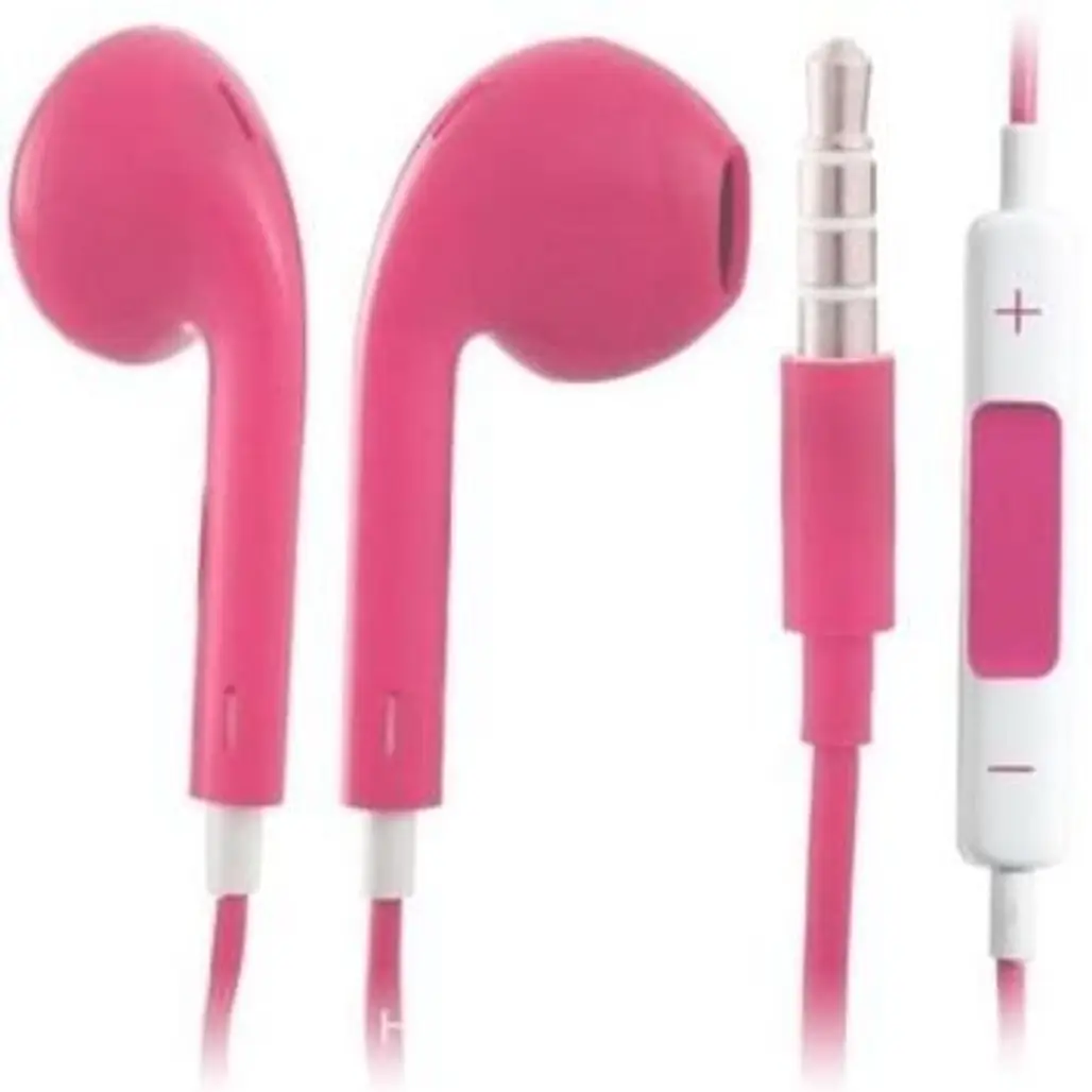 Hot Pink High Quality Earbuds with Remote and Mic for IOS Devices
