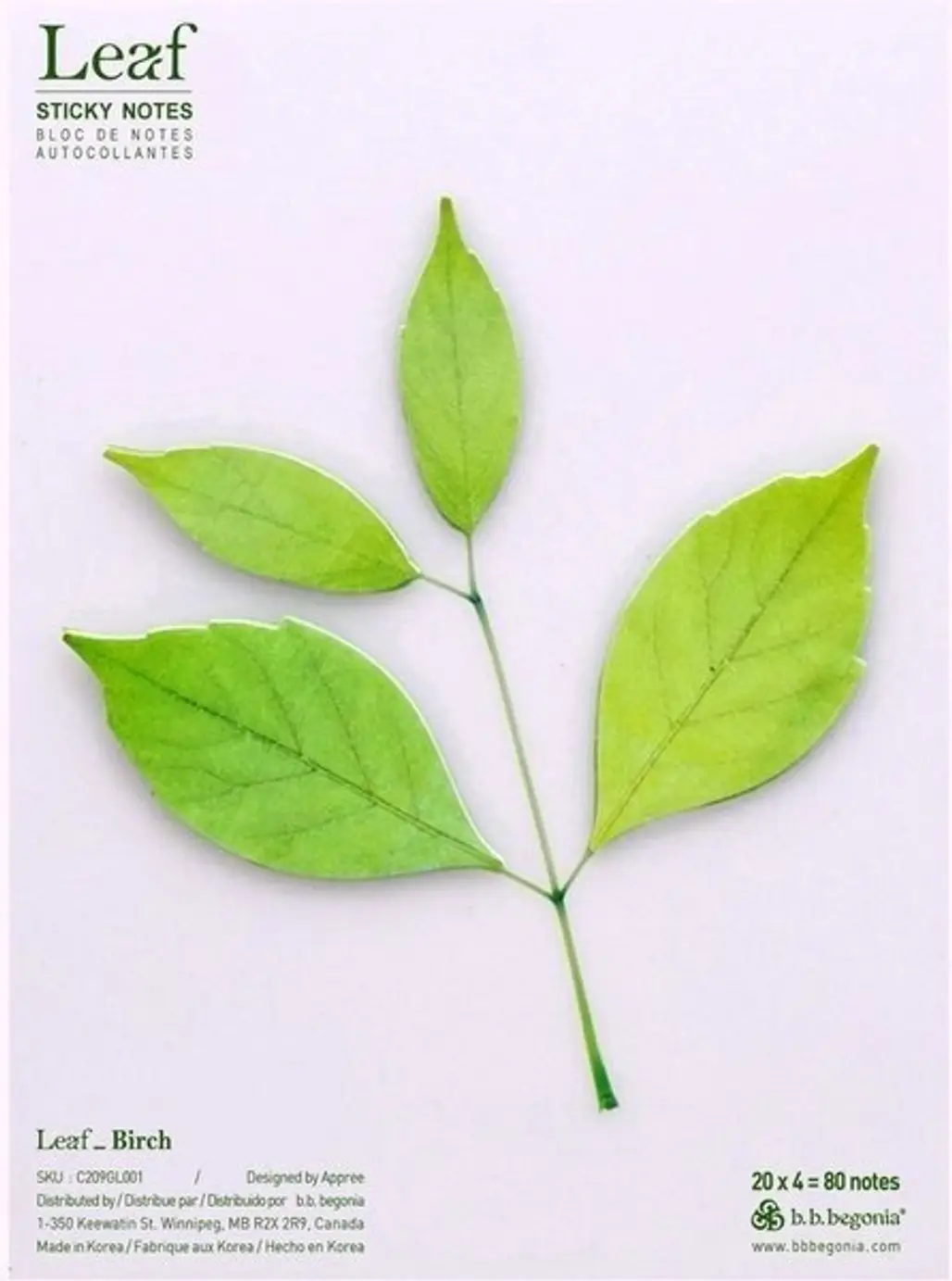 B.B. Begonia Birch Leaf Sticky Notes