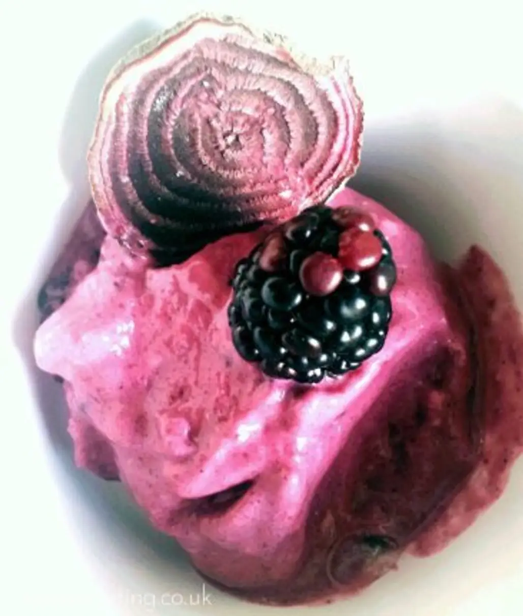 Goat Cheese, Beetroot and Blackberry Ice Cream