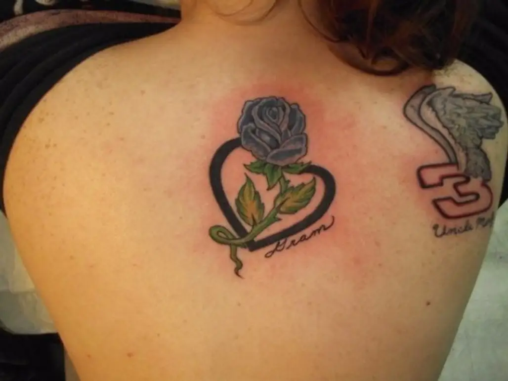 Traditional black and white heart tattoo with banner on Craiyon
